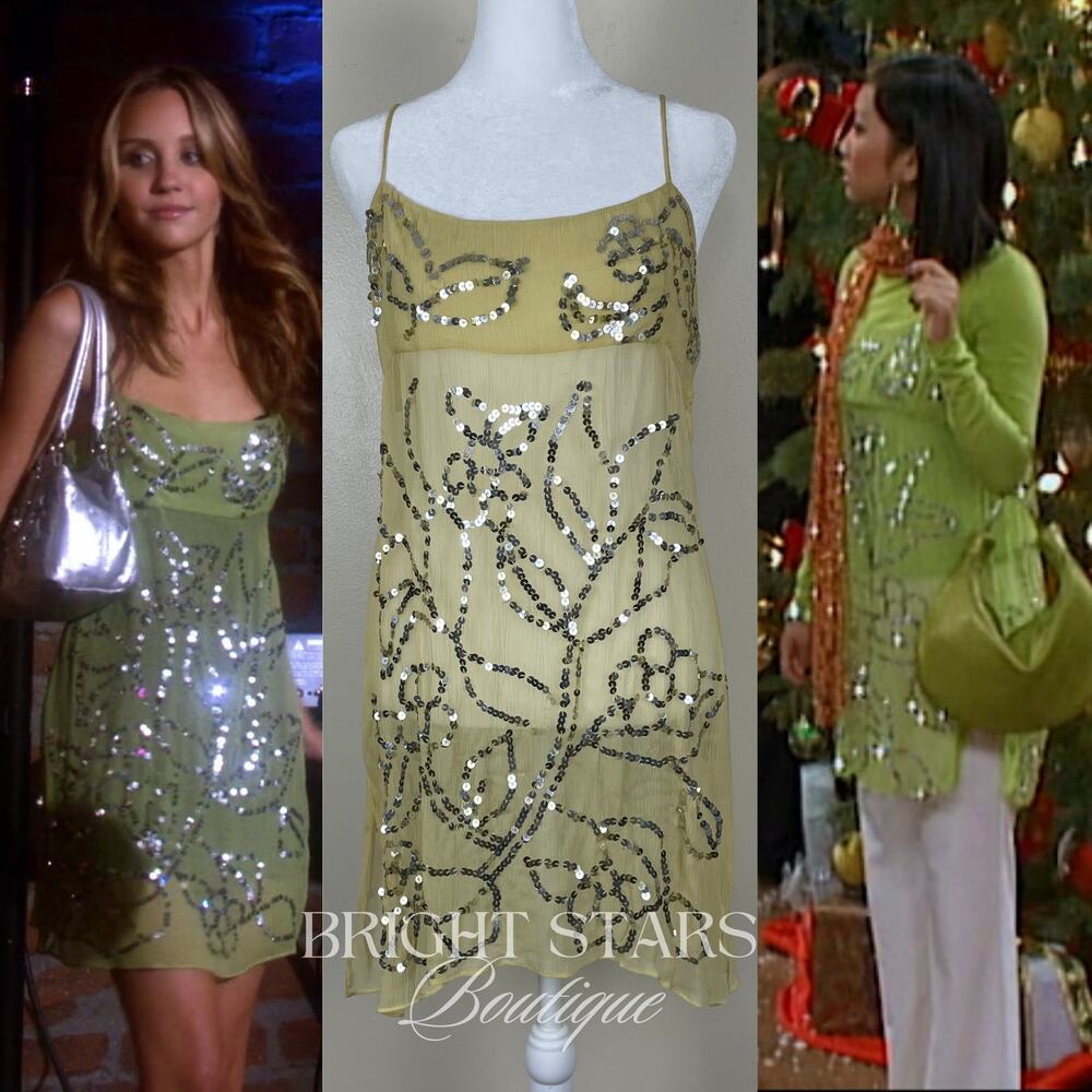 Rare Vintage Sequin Dress ALT Yellow ASO Amanda Bynes What I Like About You Y2K